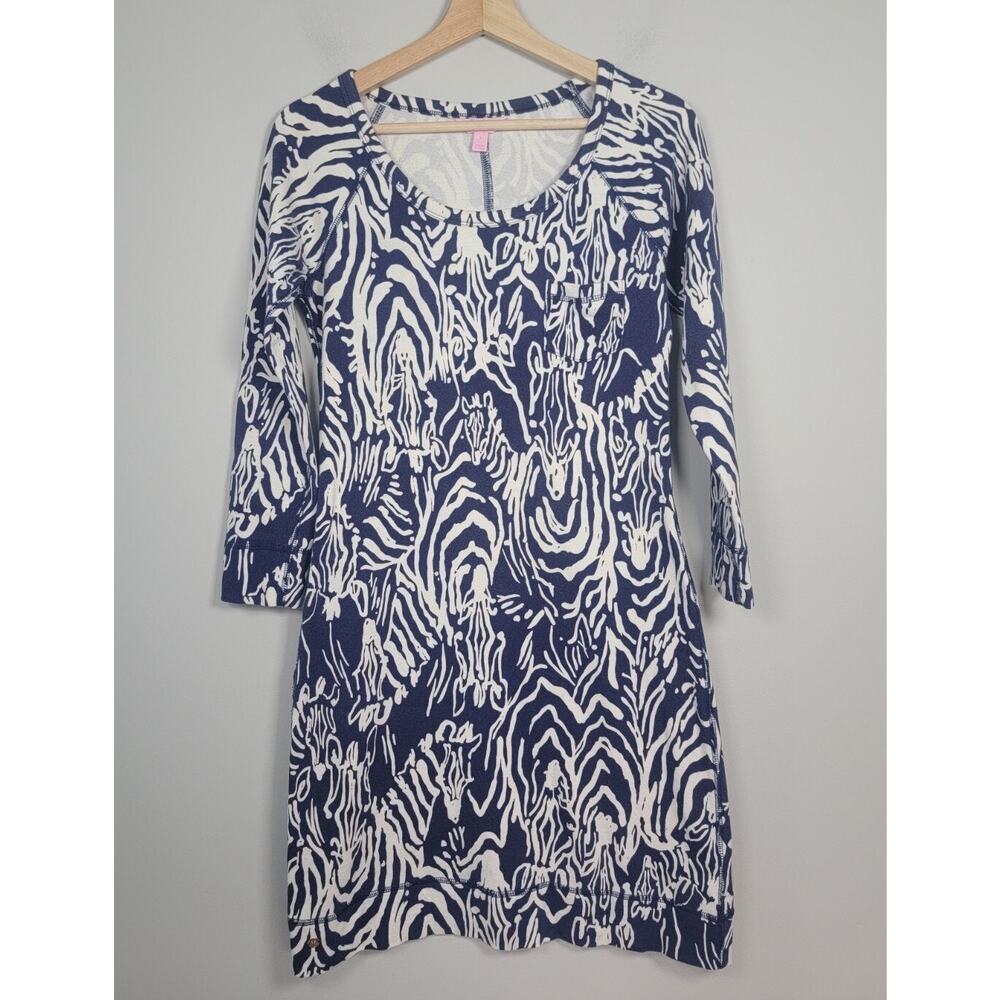 Lilly Pulitzer Dress Preston Womens S Long Sleeve Stretch Blue